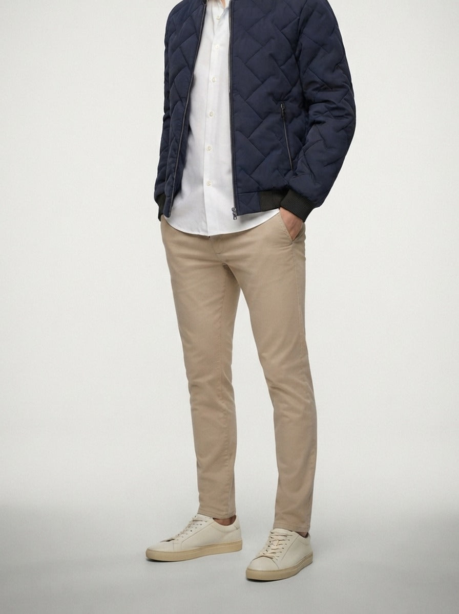 Men's Autumn Textured Quilted Bomber Jacket