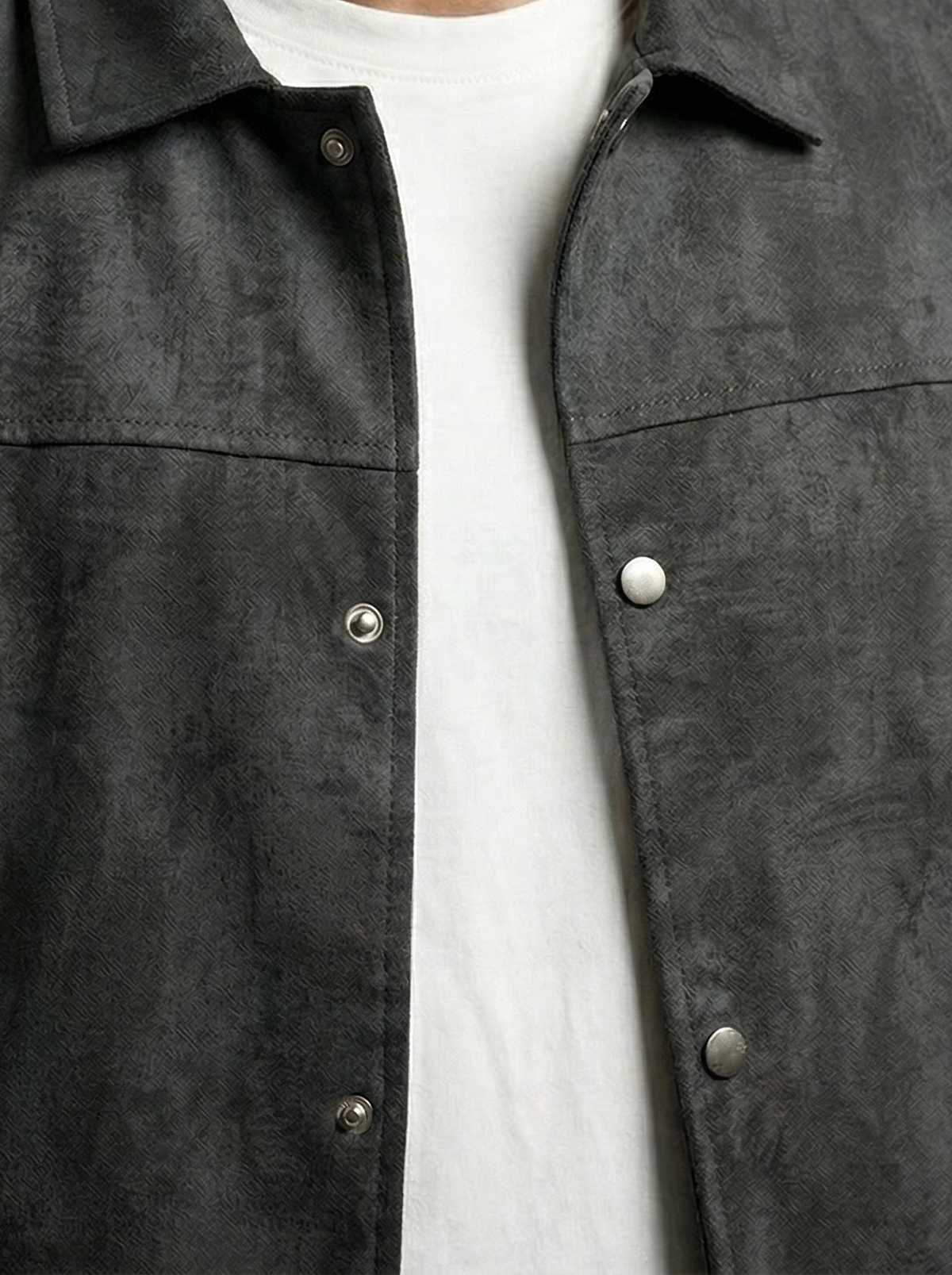 Men's Autumn Textured Snap Front Overshirt