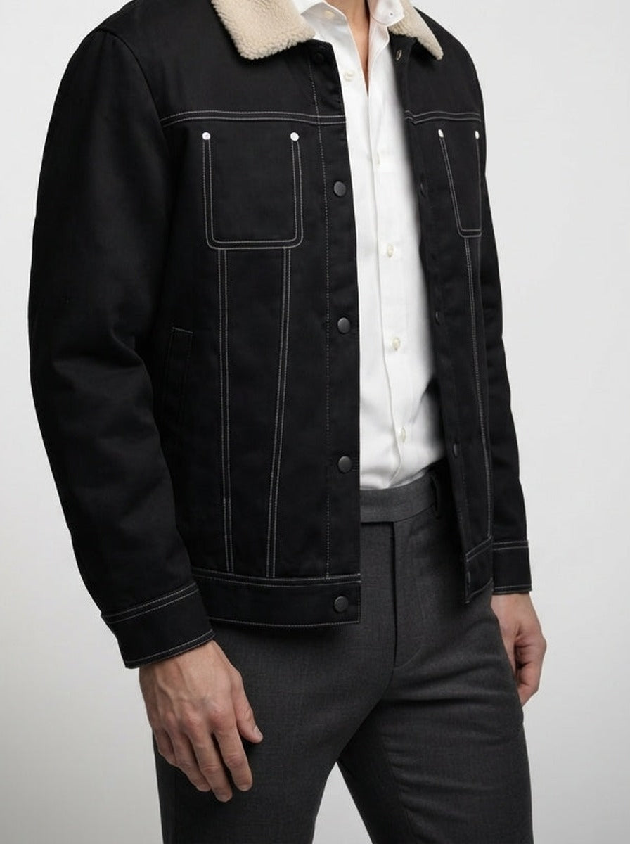 Men's Autumn Trucker Jacket with Sherpa Collar