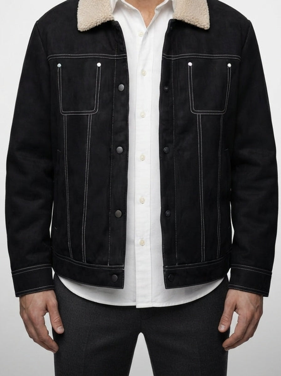 Men's Autumn Trucker Jacket with Sherpa Collar