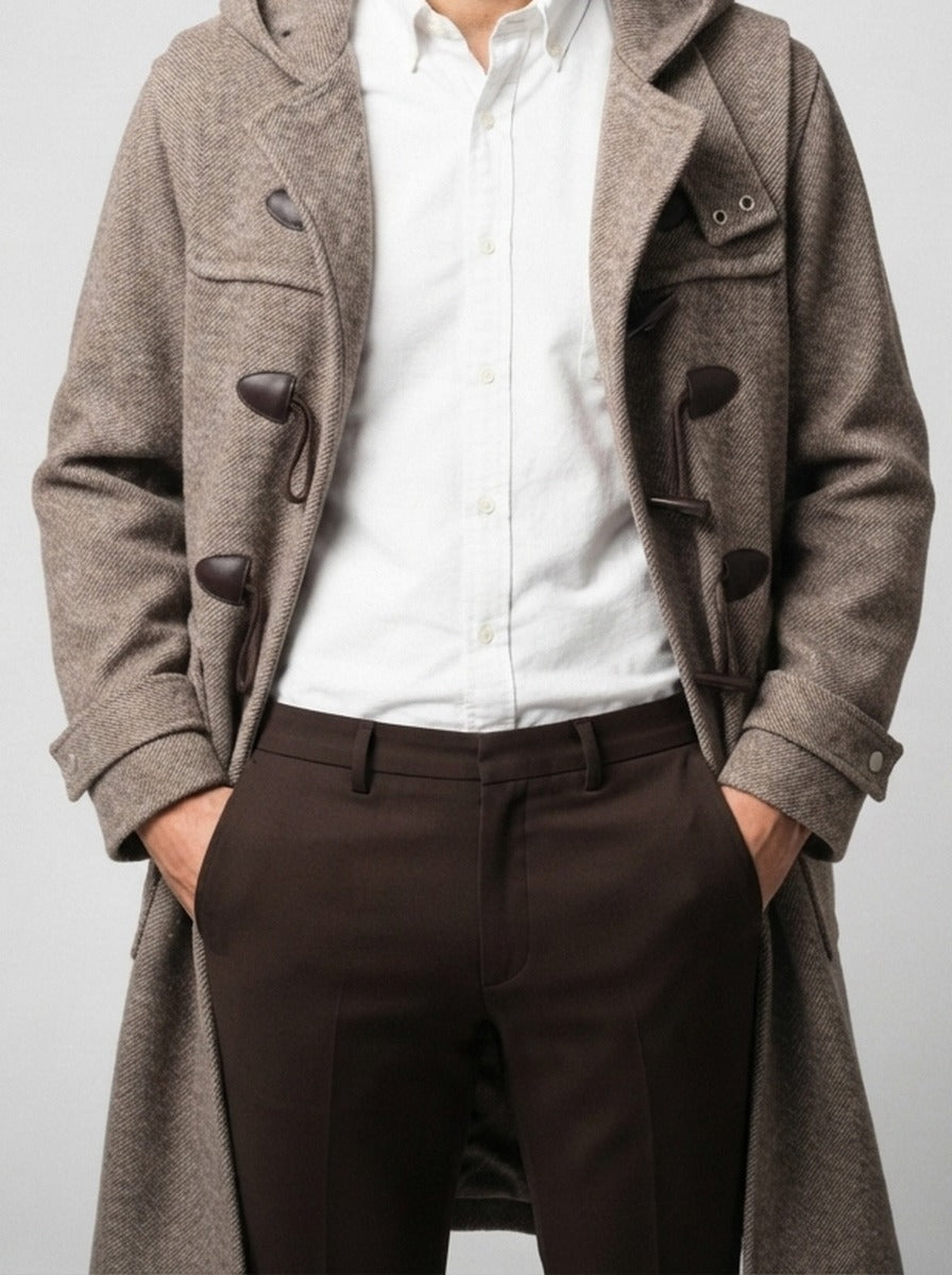Men's Autumn Twill Hooded Toggle Duffle Coat