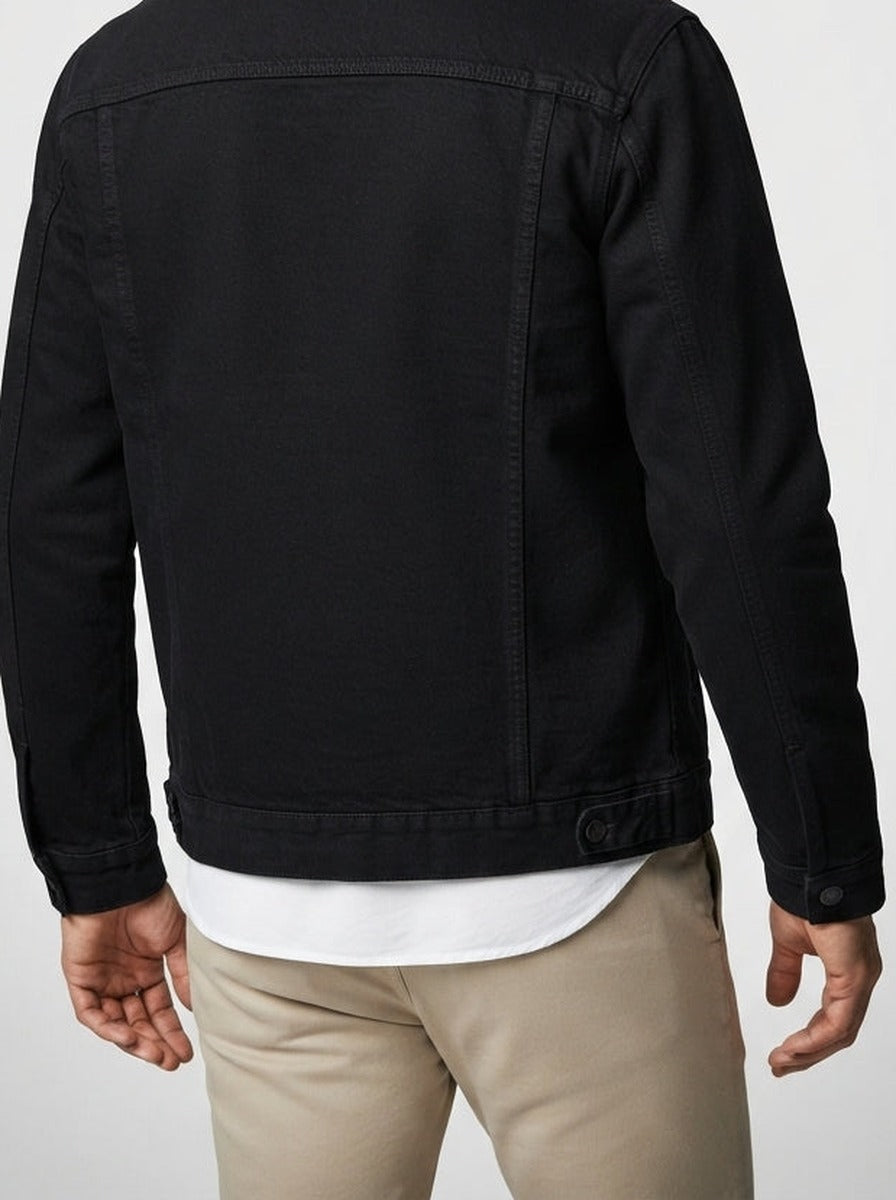 Men's Autumn Twill Trucker Jacket with Borg Collar