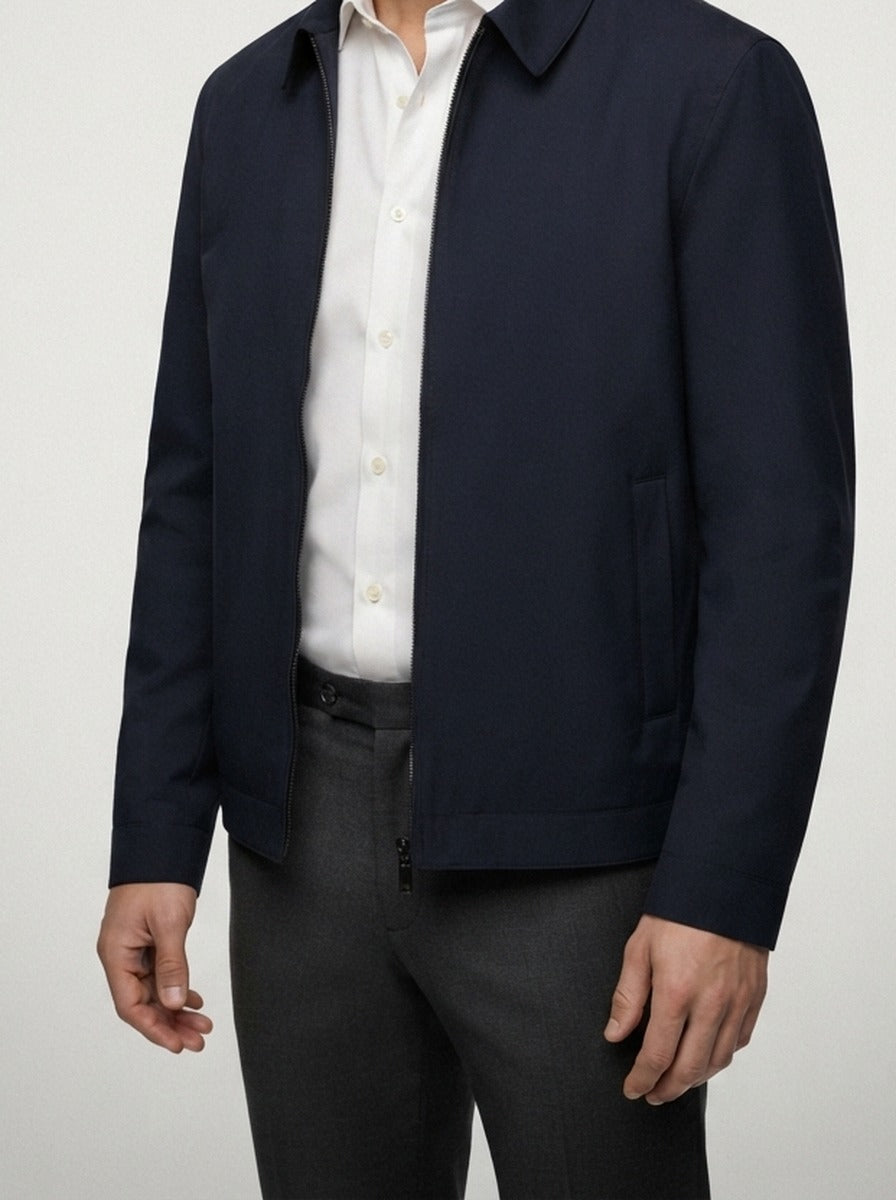 Men's Autumn Twill Zip Front Bomber Jacket