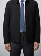 Men's Autumn Twill Zip Front Bomber Jacket