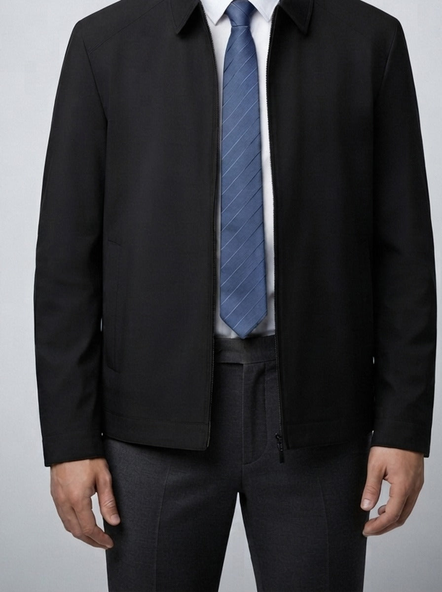 Men's Autumn Twill Zip Front Bomber Jacket