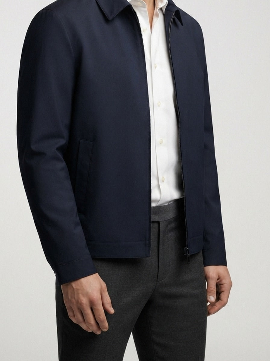 Men's Autumn Twill Zip Front Bomber Jacket