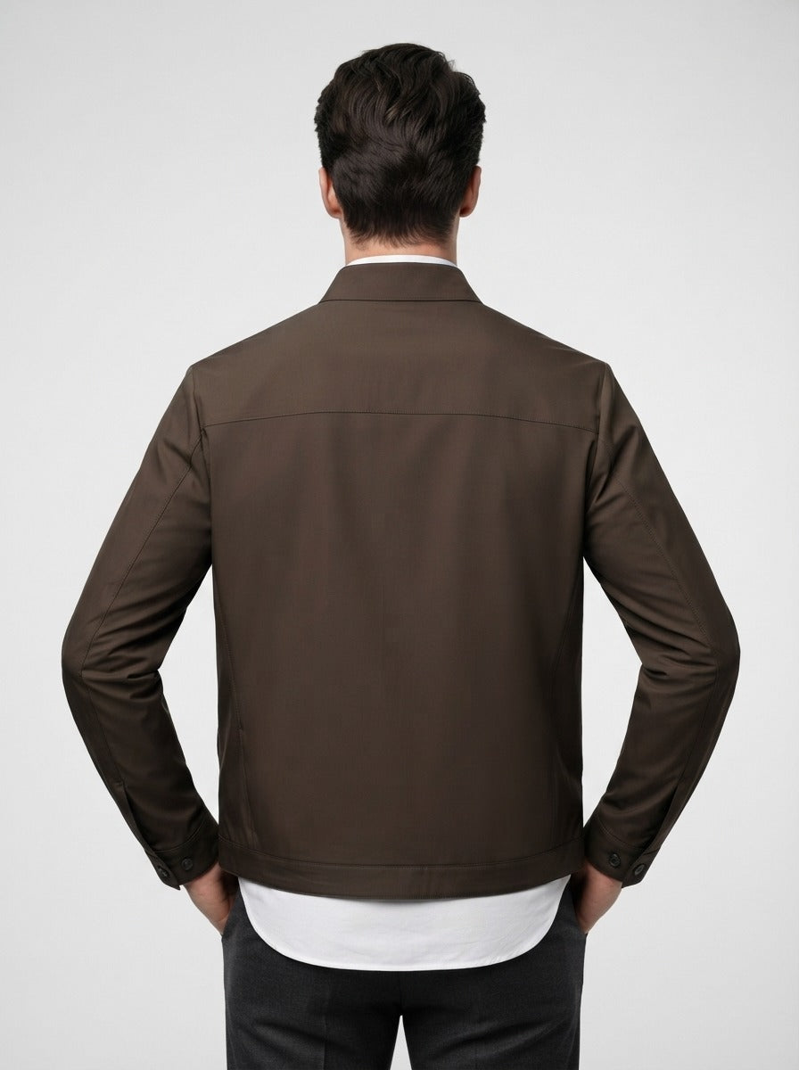 Men's Autumn Twill Zip Front Bomber Jacket