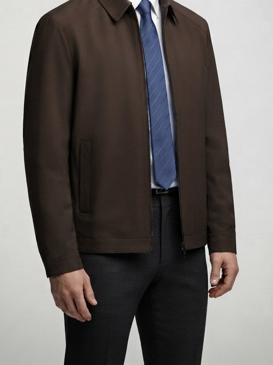Men's Autumn Twill Zip Front Bomber Jacket