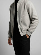 Men's Autumn Varsity Jacket with Snap Front and Ribbed Collar