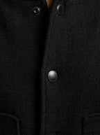Men's Autumn Varsity Jacket with Snap Front and Ribbed Collar