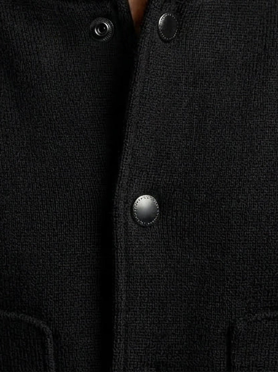 Men's Autumn Varsity Jacket with Snap Front and Ribbed Collar