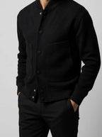 Men's Autumn Varsity Jacket with Snap Front and Ribbed Collar