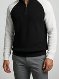Men's Autumn Waffle Knit Colour Block Half Zip Jumper