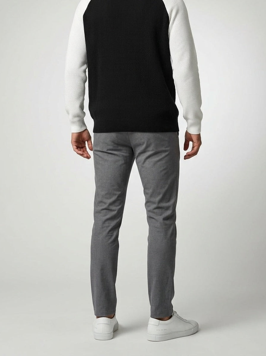 Men's Autumn Waffle Knit Colour Block Half Zip Jumper