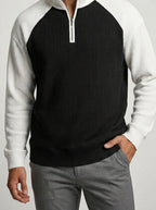 Men's Autumn Waffle Knit Colour Block Half Zip Jumper