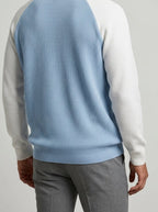 Men's Autumn Waffle Knit Colour Block Half Zip Jumper