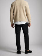 Men's Autumn Waffle Knit Double Breasted Cardigan with Shawl Collar