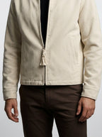 Men's Autumn Waffle Knit Point Collar Full Zip Jacket