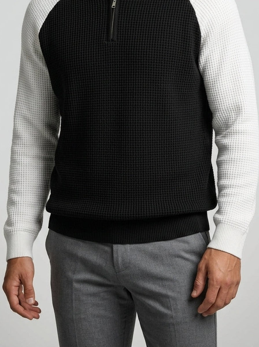 Men's Autumn Waffle Knit Quarter Zip Jumper