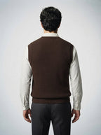 Men's Autumn Waffle Knit Sleeveless Jumper Vest with V-Neck