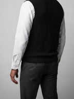 Men's Autumn Waffle Knit Sleeveless Jumper Vest with V-Neck