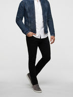 Men's Autumn Washed Denim Zip-Up Jacket