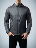 Men's Autumn Waterproof Hooded Rain Jacket with Packable Pouch