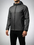 Men's Autumn Waterproof Hooded Rain Jacket with Packable Pouch