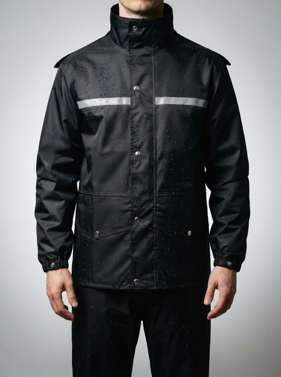 Men's Autumn Waterproof Rain Suit with Reflective Strips | Jacket and Trousers Set