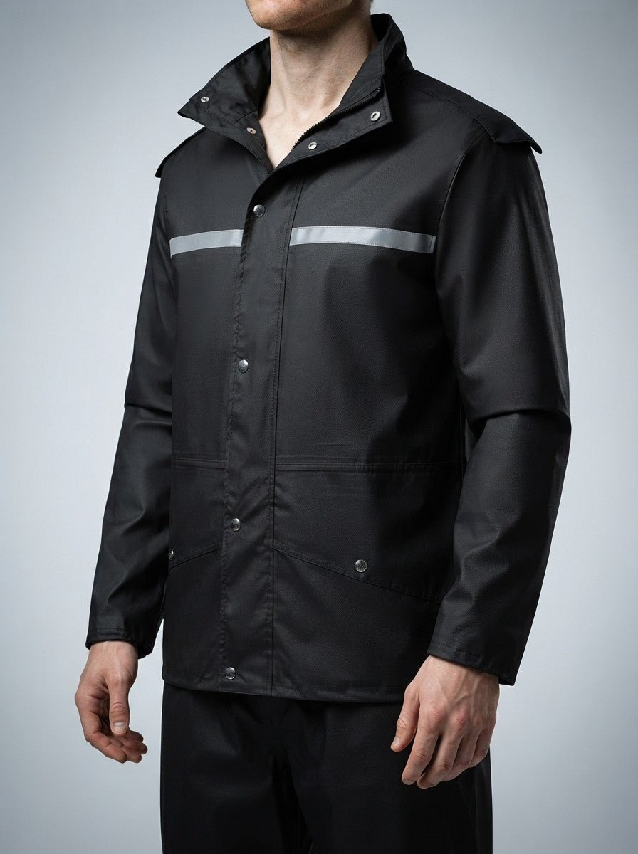 Men's Autumn Waterproof Rain Suit with Reflective Strips | Jacket and Trousers Set