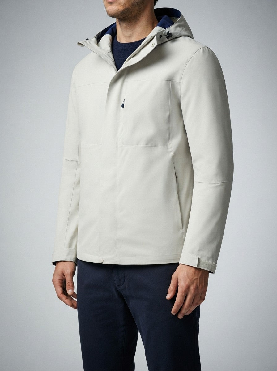 Men's Autumn Waterproof Shell Rain Jacket with Toggle Hood