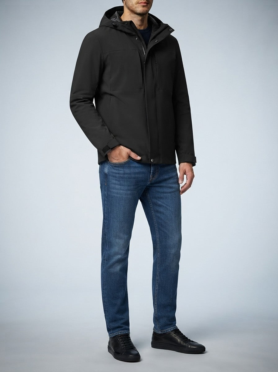 Men's Autumn Waterproof Shell Rain Jacket with Toggle Hood