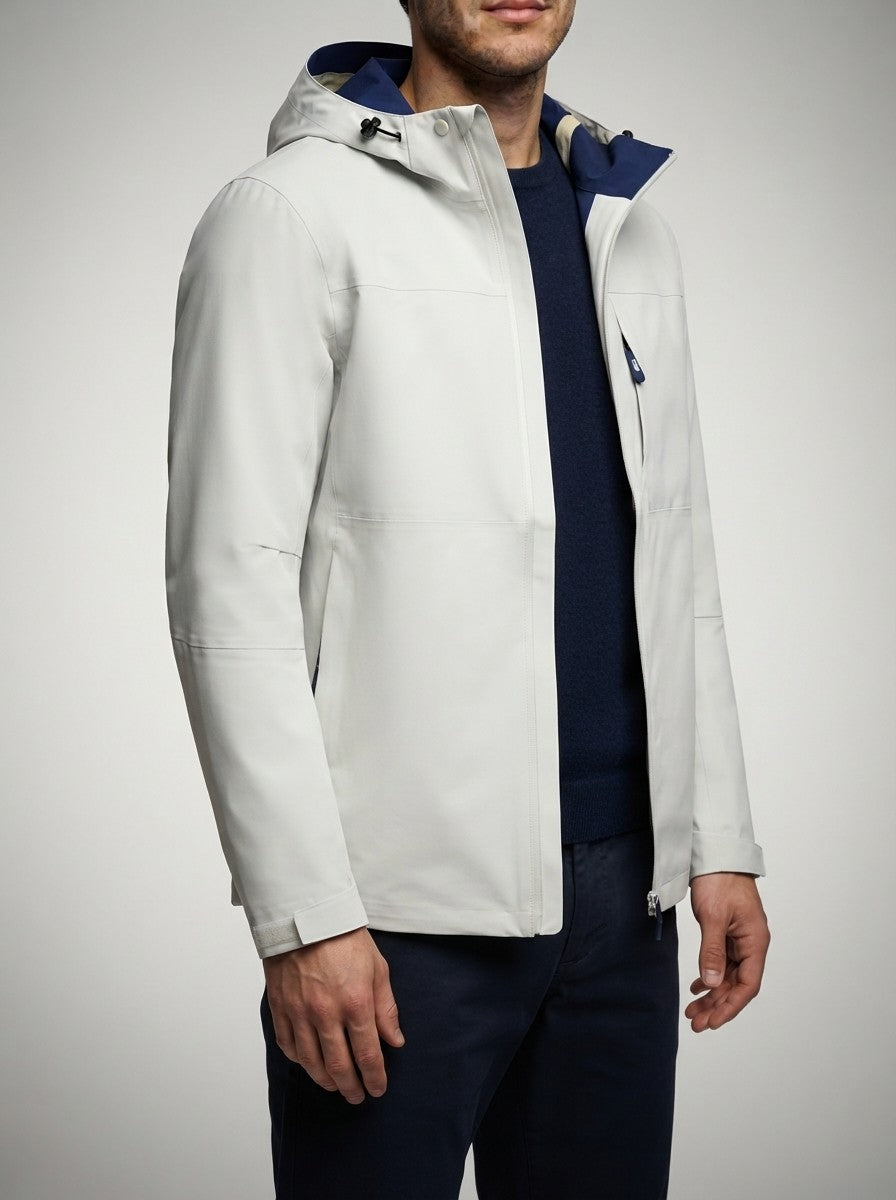 Men's Autumn Waterproof Shell Rain Jacket with Toggle Hood