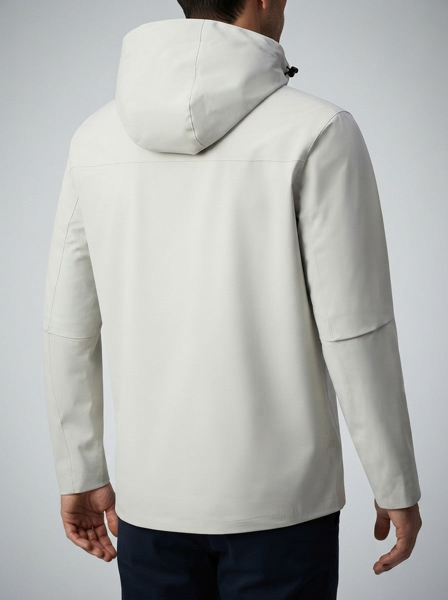 Men's Autumn Waterproof Shell Rain Jacket with Toggle Hood