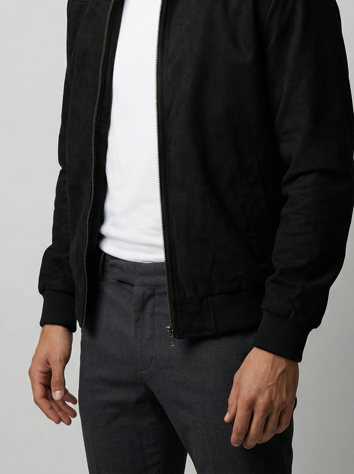 Men's Autumn Zip Front Stand Collar Flight Jacket