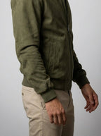 Men's Autumn Zip-Up Bomber Jacket with Ribbed Collar