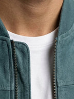 Men's Autumn Zip-Up Bomber Jacket with Ribbed Collar
