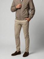 Men's Autumn Zip-Up Bomber Jacket with Ribbed Collar