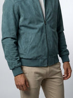 Men's Autumn Zip-Up Bomber Jacket with Ribbed Collar