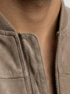 Men's Autumn Zip-Up Bomber Jacket with Ribbed Collar