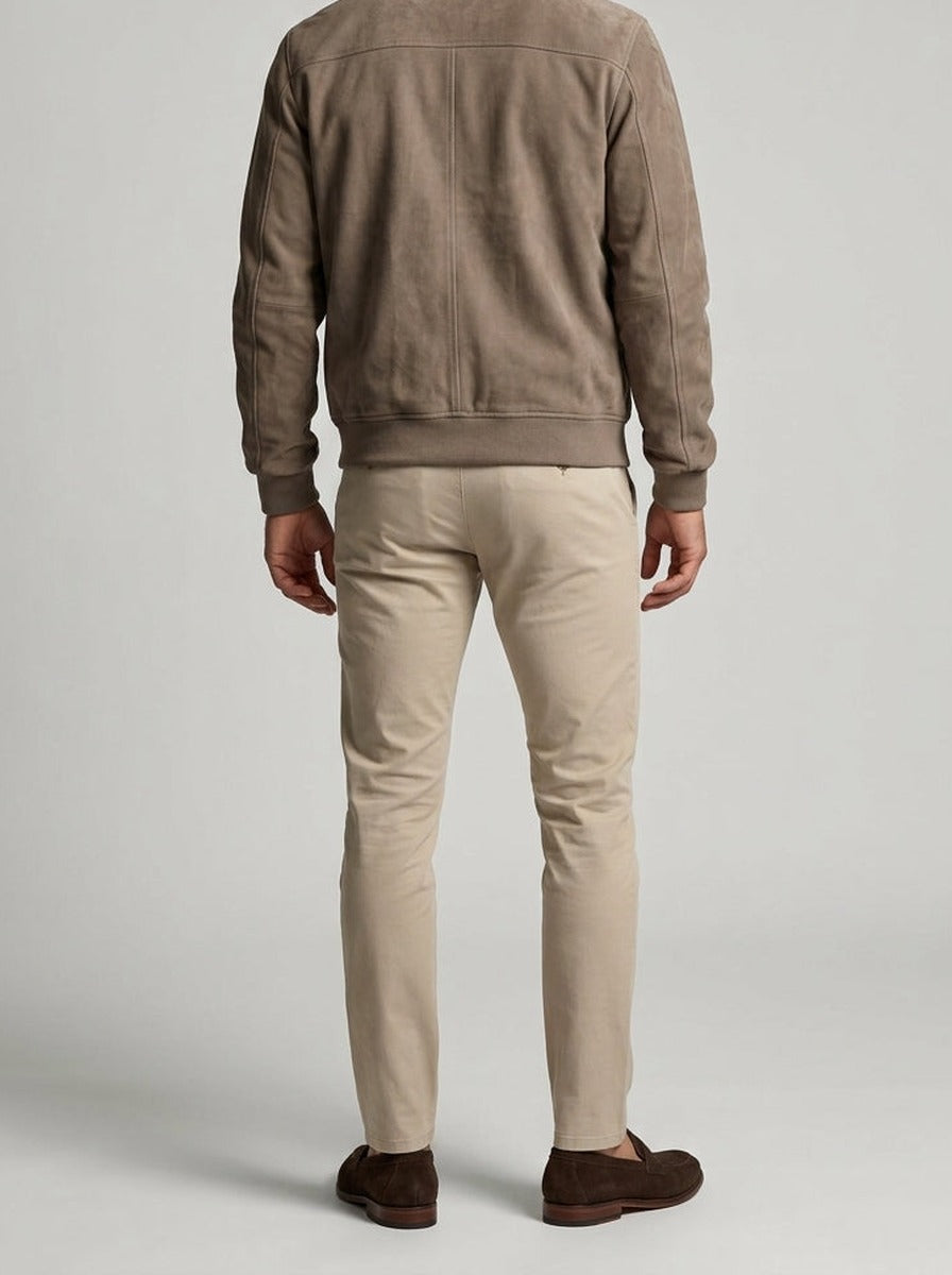Men's Autumn Zip-Up Bomber Jacket with Ribbed Collar