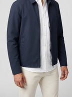 Men's Autumn Zip-Up Jacket with Point Collar and Welt Pockets