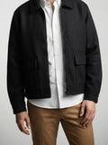 Men's Autumn Zip-Up Work Jacket with Fleece Collar
