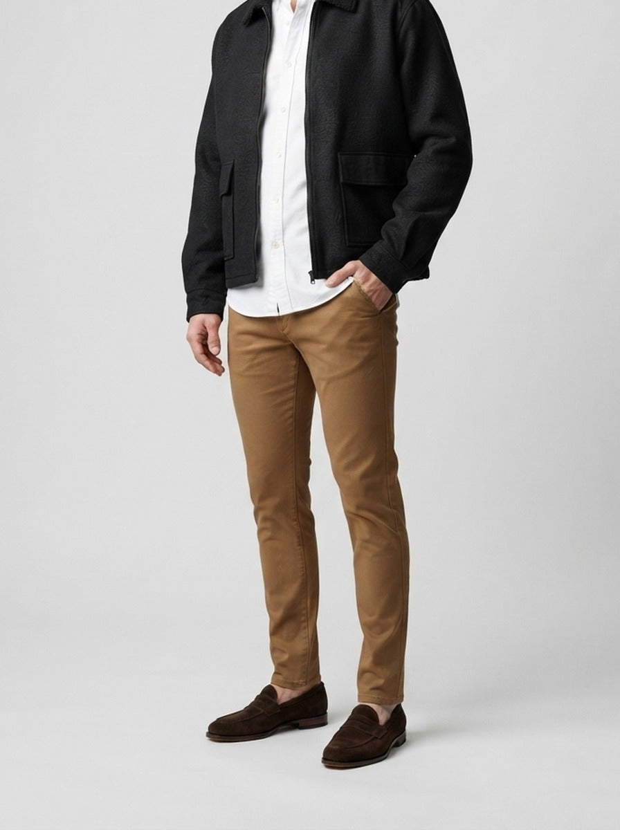 Men's Autumn Zip-Up Work Jacket with Fleece Collar