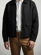 Men's Autumn Zip-Up Work Jacket with Fleece Collar
