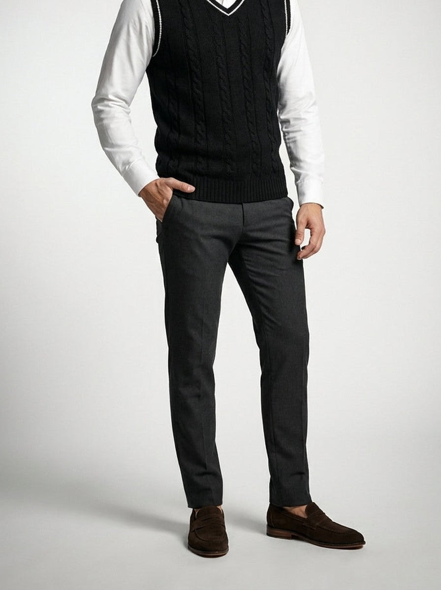 Men's Cable Knit V-Neck Sleeveless Jumper