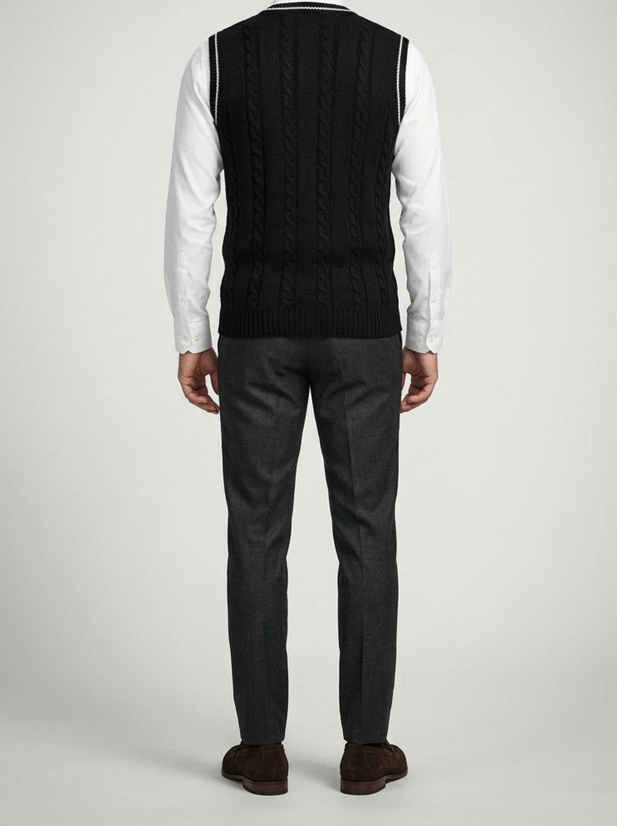 Men's Cable Knit V-Neck Sleeveless Jumper Vest