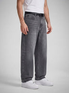 Men's Casual Baggy Wide Leg Denim Jeans with Belt Loop Waistband