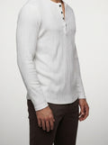 Men's Casual Button Placket Ribbed Knit Long Sleeve Henley Shirt