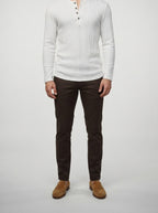Men's Casual Button Placket Ribbed Knit Long Sleeve Henley Shirt